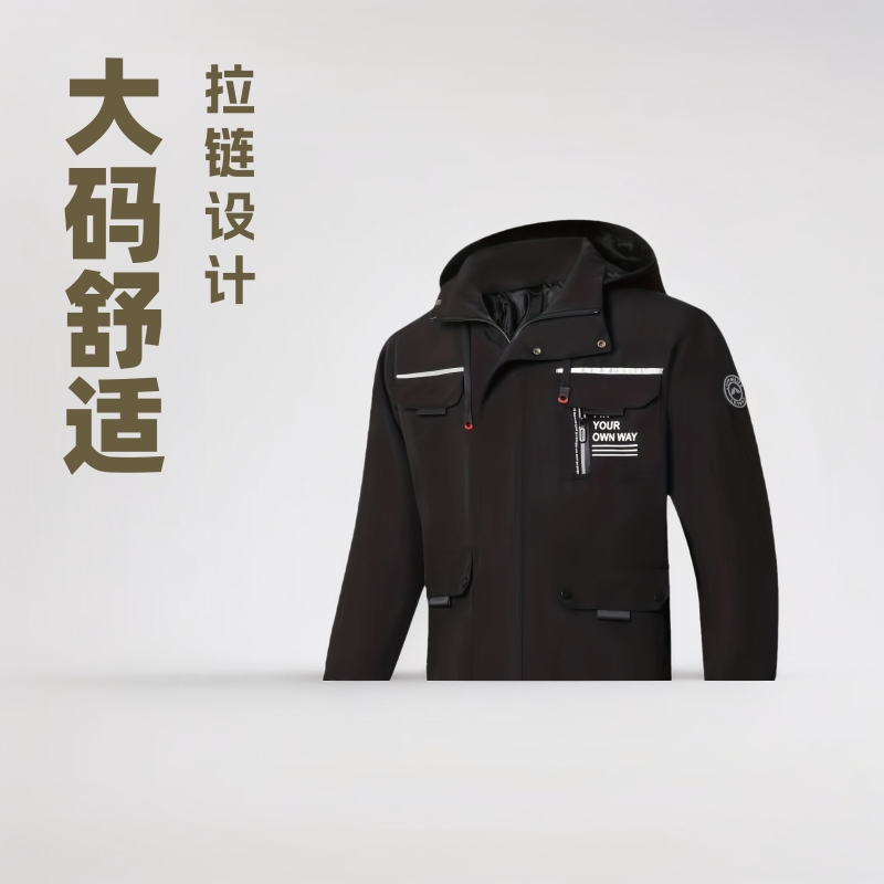 跨境大码男装青年上装口袋拉链休闲四季百搭夹克外套英伦特大码