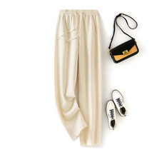 羊绒醋酸休闲裤秋冬季新款软糯羊毛直筒裤松紧腰长款卫裤女装裤子