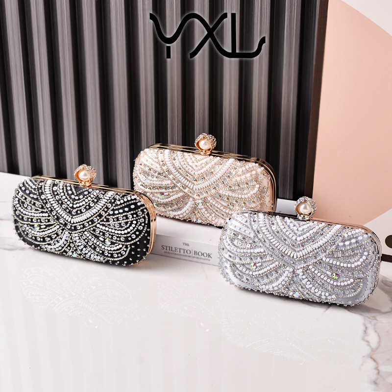 Nuevo bolso de cena transfronterizo para damas, bolso de noche bordado con diamantes, bolso de fiesta, bolso de vestido diagonal, bolso de novia