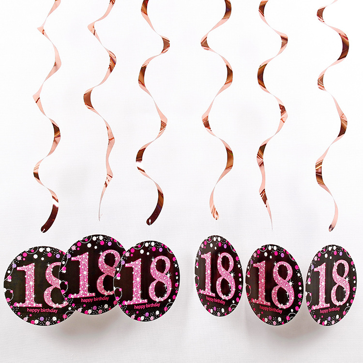 Colgante espiral rosa de 18 años - 6 piezas / conjunto