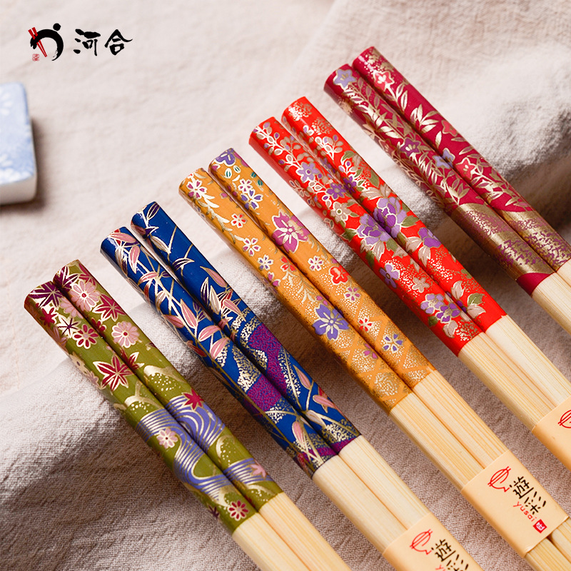 Hehe (kawai) Japanese Imported Natural Bamboo Chopsticks Home High-end Light Luxury Japanese Style Non-slip Special for People