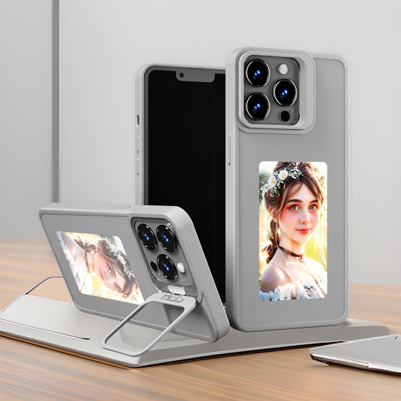 Factory Supplies New Product Ink Screen with iPhone Stand Mobile Phone Case Nfc Custom Four-Color Display Screen Projection Factory Supplies New Product Ink Screen with iPhone Stand Mobile Phone Case Nfc Custom Four-Color Display Screen Projection