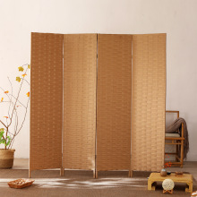 双面冰丝带编织简易卧室玄关隔断可移动新中式酒店移动可折叠屏风