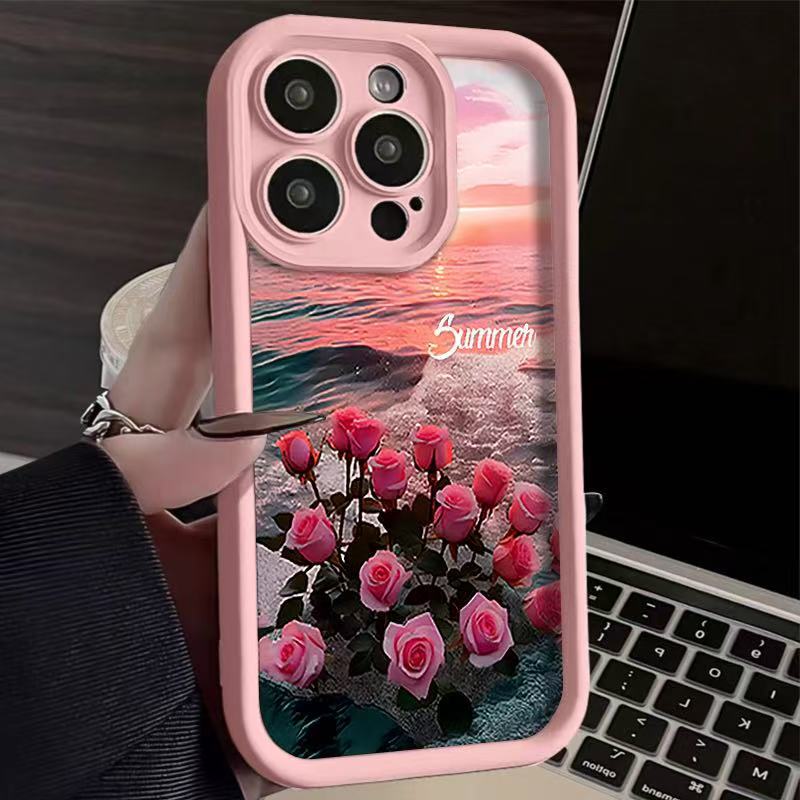 Funda para Teléfono Sunset Rose Compatible con Apple 17 Promax, Estilo Japonés y Coreano, iPhone 16/15/14, Estilo Europeo y Americano 13