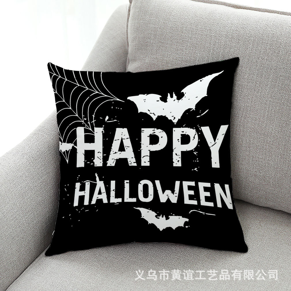 亚马逊跨境新款万圣节系列家居短毛绒抱枕套汽车抱枕沙发抱枕靠垫