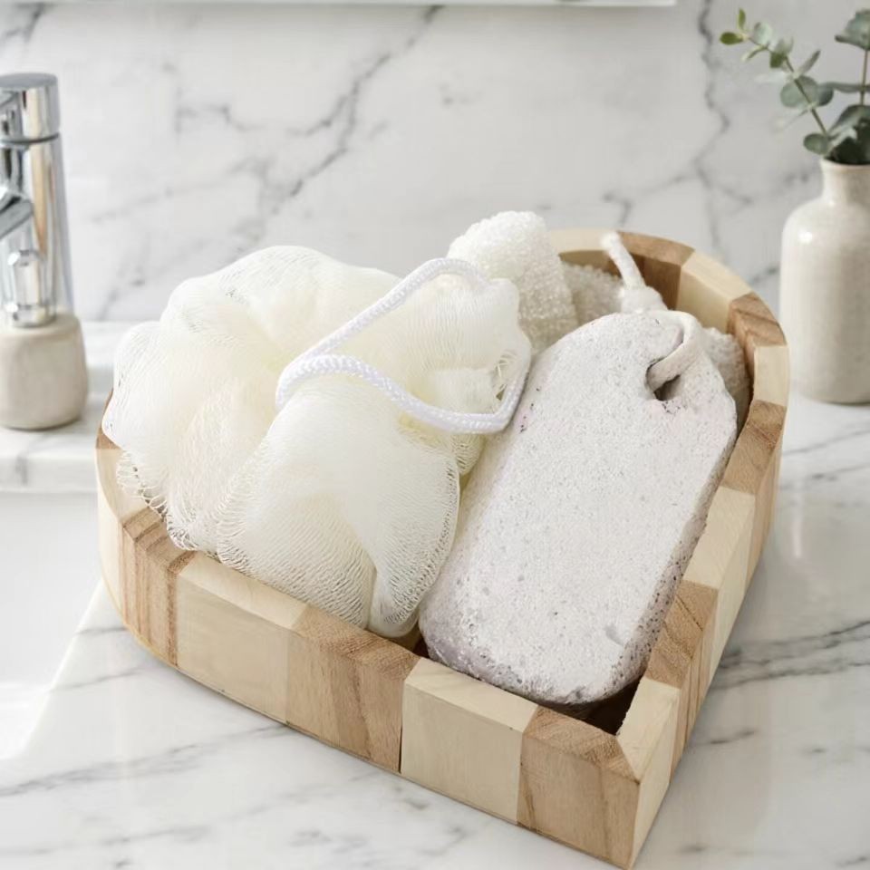 Set de Baño de Madera con Corazón de Madera de Masaje para Baño y Regalo