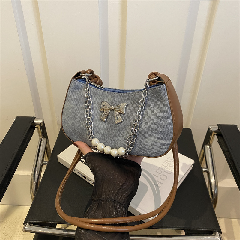 Bolsos para axilas, sentido del diseño femenino, nicho 2024, nueva moda, estilo popular de este año, bolso de mensajero de un solo hombro con lazo