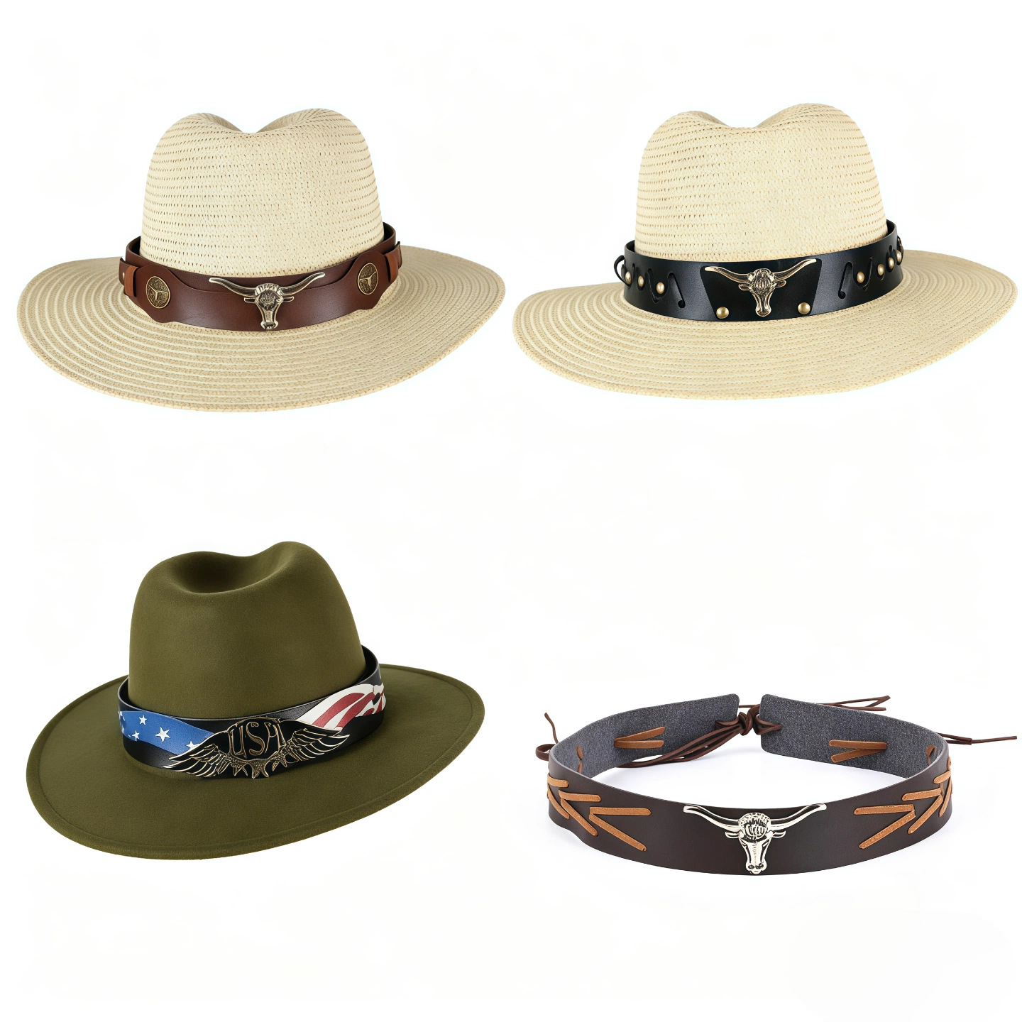 Cross-border Retro Ethnic Style Hat with Straw Hat Topper Cowboy Hat Strap Special Belt Accessories Retro Decorative Lace