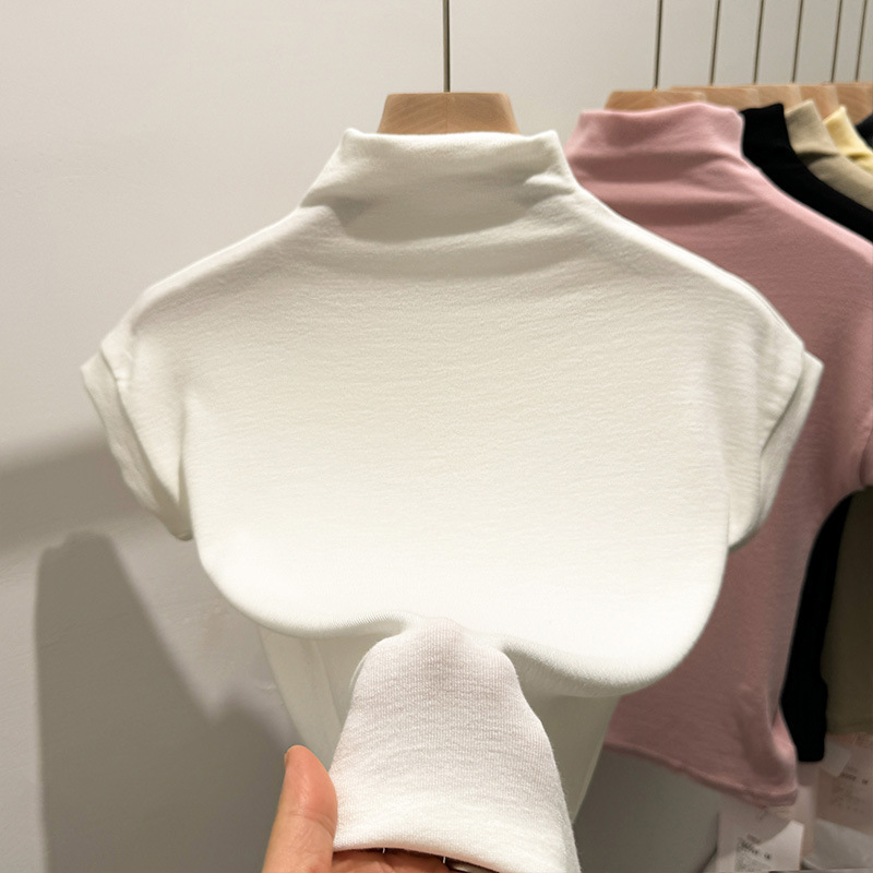 設計弾力底シャツ春秋半袖半高襟半袖底地デールモーダル修身tシャツ高襟|undefined