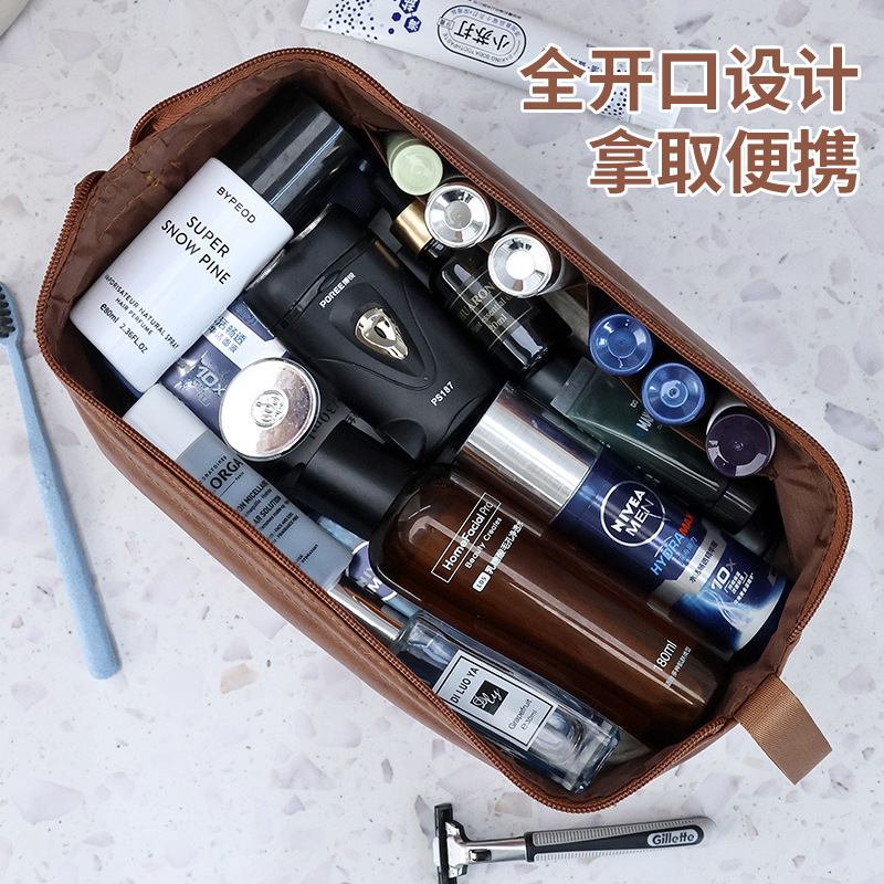 Fabricantes transfronterizos al por mayor viajes de negocios bolsa de lavado de pu para hombres bolsa de cosméticos portátil de negocios bolsa de lavado bolsa de almacenamiento