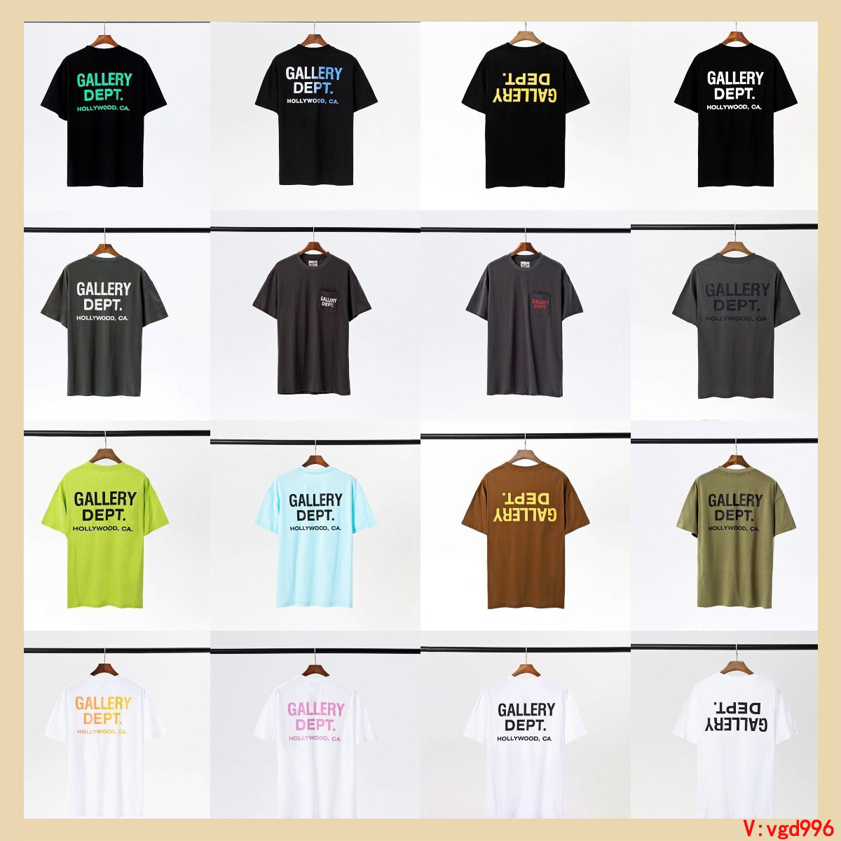 GALLERY潮牌DEPT经典字母标语LOGO渐变印花短袖T恤男女七夕情侣装