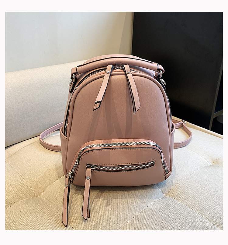 Fashionable And Versatile Solid Color Backpack Women's Urban Minimalist PU Business Backpack_voghion.com