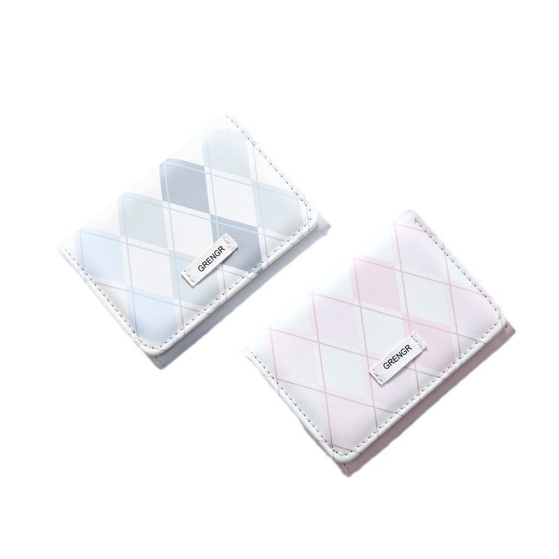 Buenas noches feria de sal azul mar billetera a cuadros fresco estilo simple insfeng coreano multifuncional billetera de estudiantes bolsas de tarjetas cero