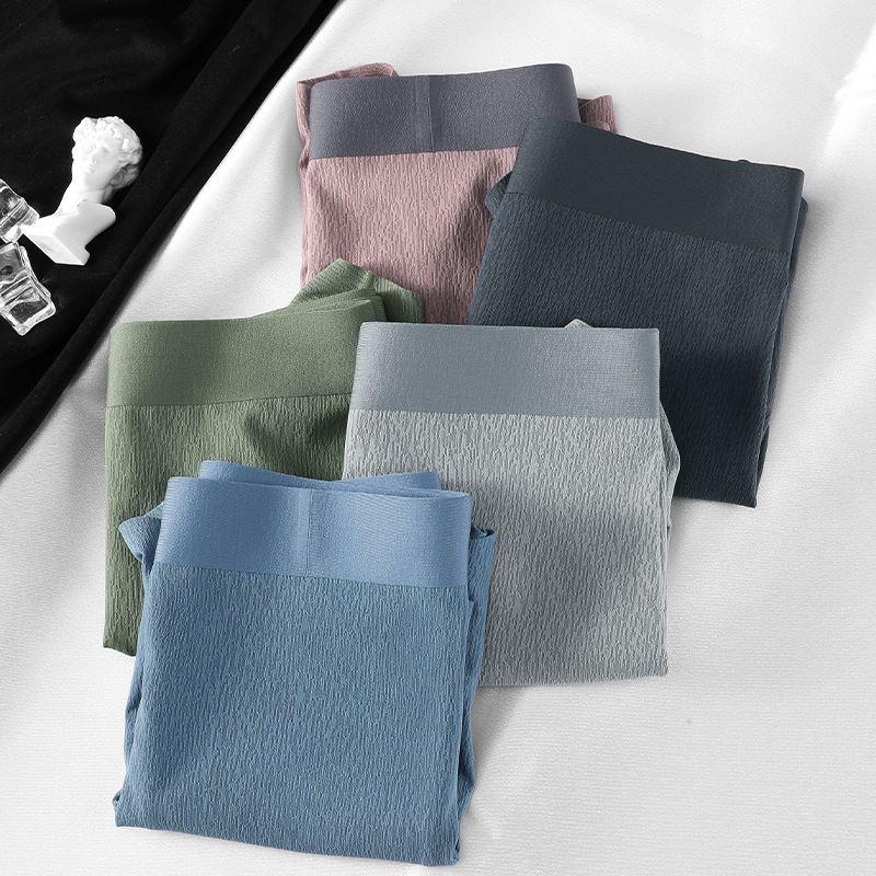 Ropa interior masculina de seda helada de verano calzoncillos tipo bóxer antibacterianos transpirables 7A tendencia pantalones de cuatro esquinas sueltos para jóvenes pantalones cortos de cintura media