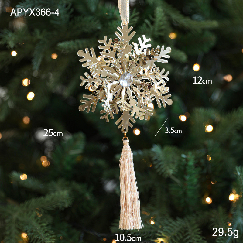 クロスボーダーゴールド鉄スノーフレークペンダント鉄光沢のある中空クリスマスツリーペンダント装飾アレンジメントペンダント卸売|undefined