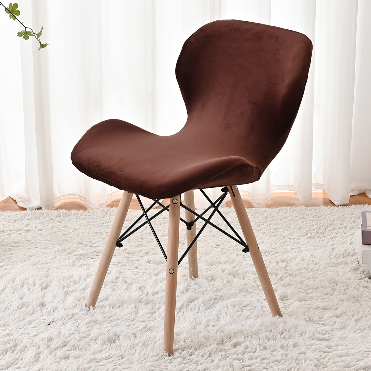 Funda para silla de mariposa de terciopelo de zorro plateado elástica de punto transfronterizo a prueba de polvo Funda para silla de mariposa de terciopelo grueso de color sólido universal