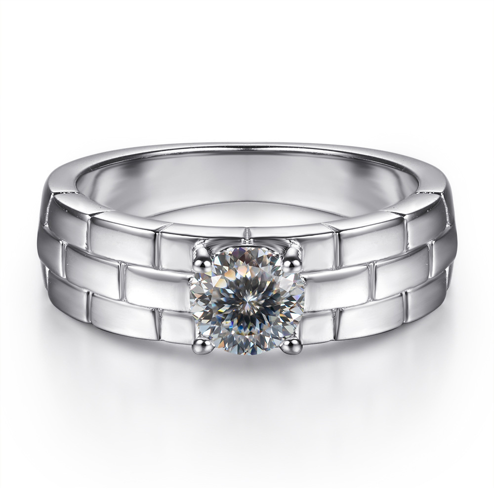 Explosiones transfronterizas 5MM0.5 quilates 925 anillo de plata esterlina creativo de moda correa de reloj con anillo de moissanita