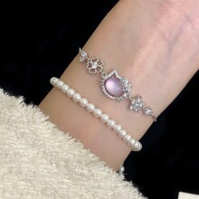 White Moonlight Hellokitty Bracelet Women's New Kt Cat Moonstone Niche Exquisite High-End Hand Jewelry