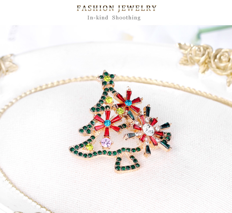 Fashion Christmas Tree Alloy Inlay Rhinestones Unisex Brooches display picture 4