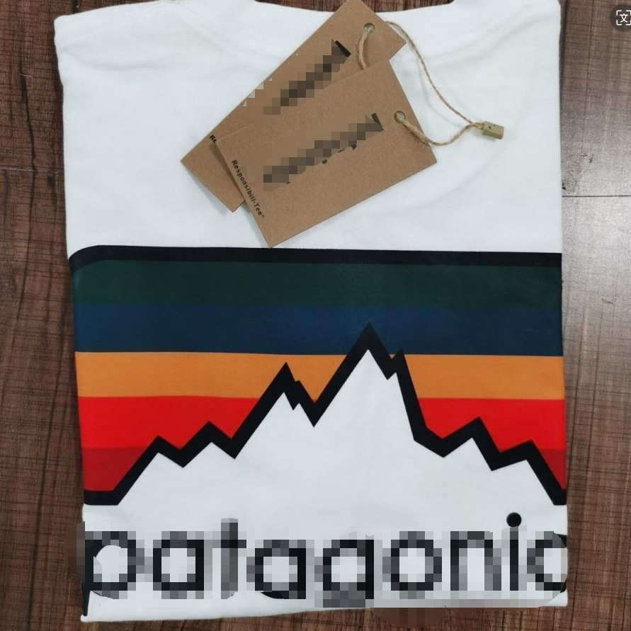 Estilo americano Patagonia al aire libre montaña serie hombres y mujeres del mismo estilo popular verano Camiseta de manga corta
