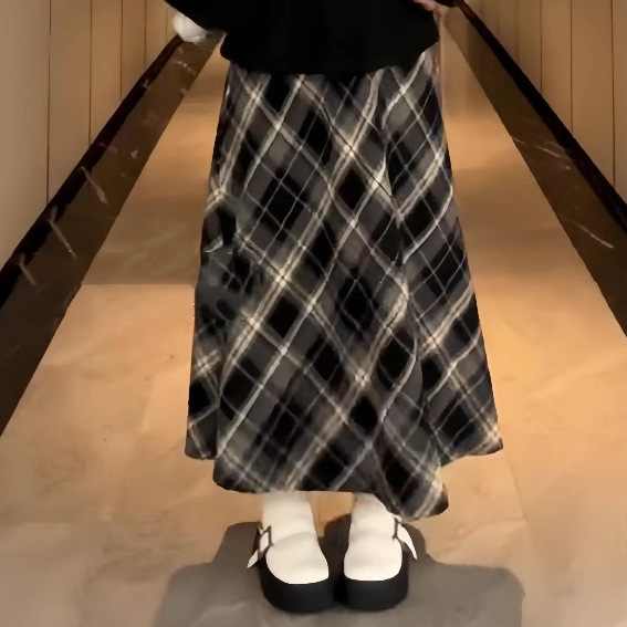 大码mm学院套装针织衫秋冬格纹半身裙两件套毛衣秋季显瘦清新韩版|undefined
