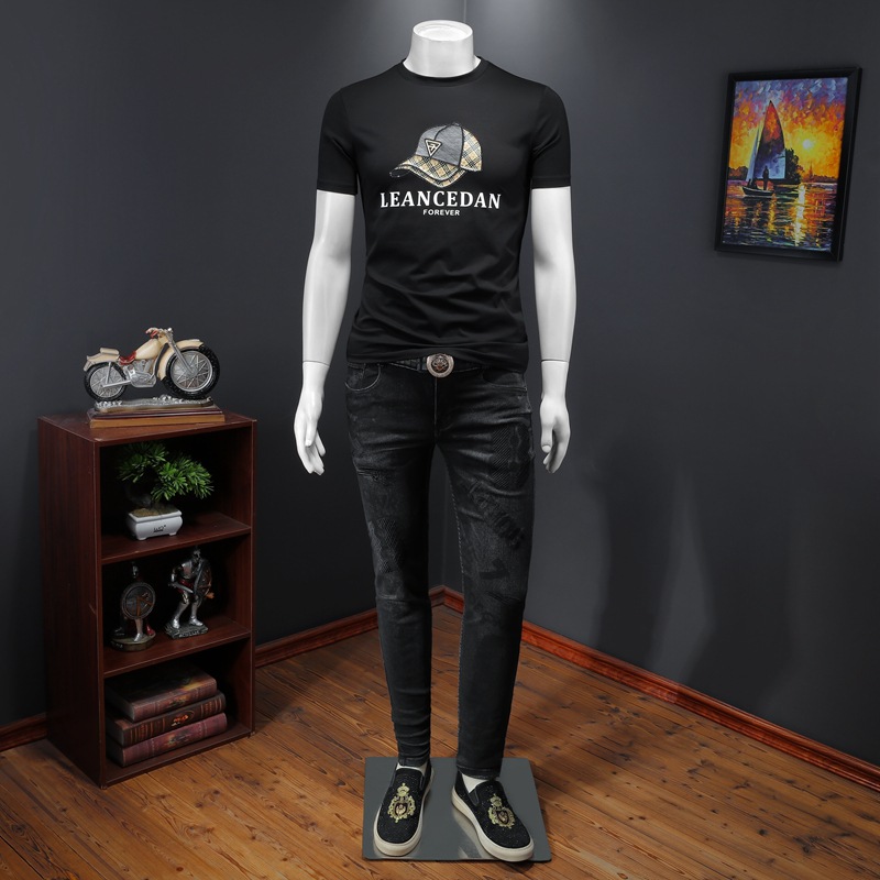 T-shirt uomo in seta e cotone girocollo manica corta elegante_voghion.com