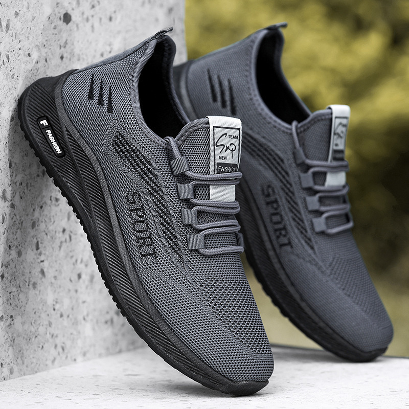 Zapatos de verano para hombres, comercio exterior, zapatos para hombres, venta al por mayor de una pieza, zapatos casuales de tejido volador para hombres, zapatos deportivos de suela suave transpirables para hombres