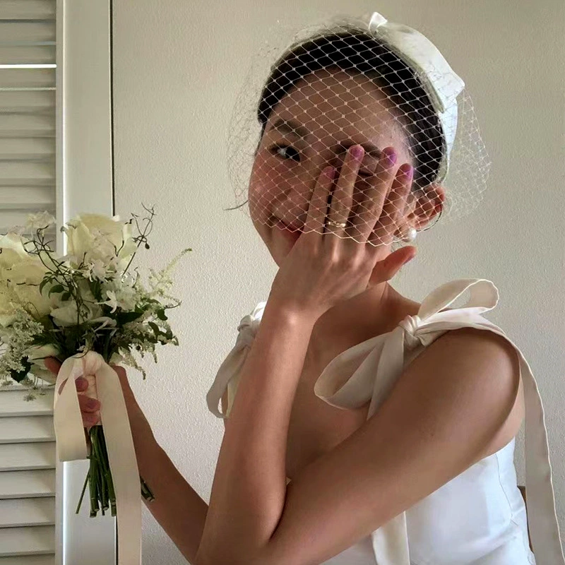 Headband with bow, retro hair accessory for bride, internet celebrity