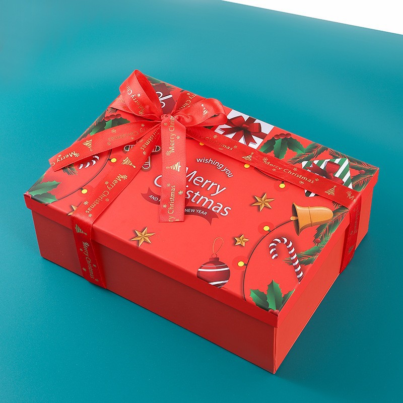 Caja de regalo de Navidad color rojo impresión Santa Claus tapa caja de regalo bufanda de Navidad guantes caja de embalaje image 9