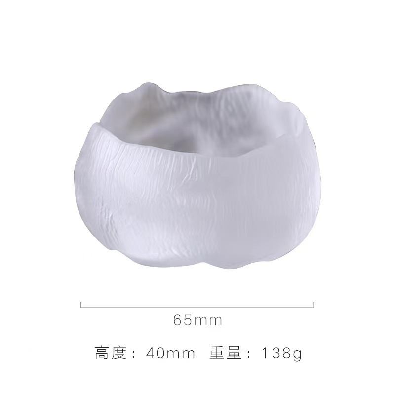 初雪瑠璃ティーカップ上神杯高颜値日本式雪釈杯透明フロスト品茗杯手作りガラスコップ|undefined