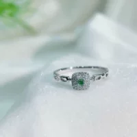 0.090ct 18k Золото-зеленое бриллиантовое кольцо цепи простое атмосферное чувство высокого класса изысканный круглый бриллиантовое кольцо ручной работы
