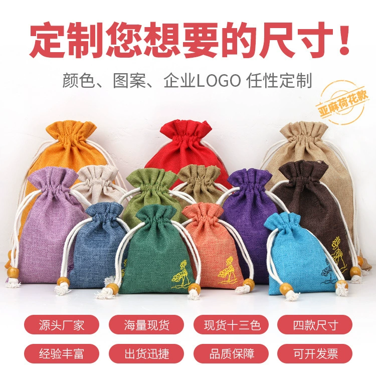 Хлопковая и Льняная сумка для украшений с поясом Льняная сумка с кулиской лотоса для хранения упаковочная сумка Вэнь играть в Будду сумка для бусин оптом