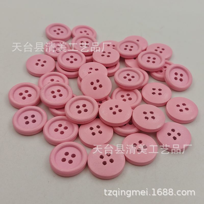 20mm de madera rosa borde fino botón de madera diy suministros decorativos de cuatro ojos botón artesanía 40 piezas un paquete