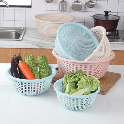 Household Round Rice Strainer with Thickened Vegetable Washing Basket Set of 4 Drain Basket Kitchen Vegetable Washing Basket Fruit and Vegetable Filter Basket