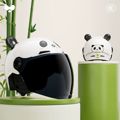 Certified Electric Motorcycle Helmet — Motosiklet kaskı (dəbilqə) - 3c-panda-white-sunscreen-long-mirror-class-a-new-national-standard-one-size-fits-all