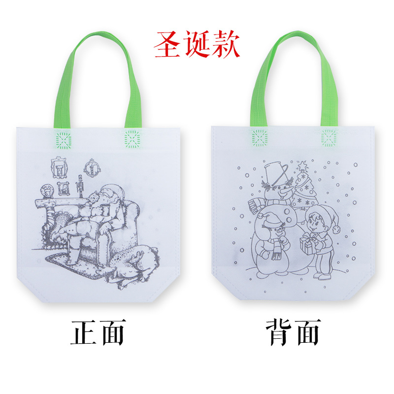 CPCE bolsa de color de graffiti no tejido de doble cara para niños bricolaje bolso de mano de pintura pintado a mano para colorear