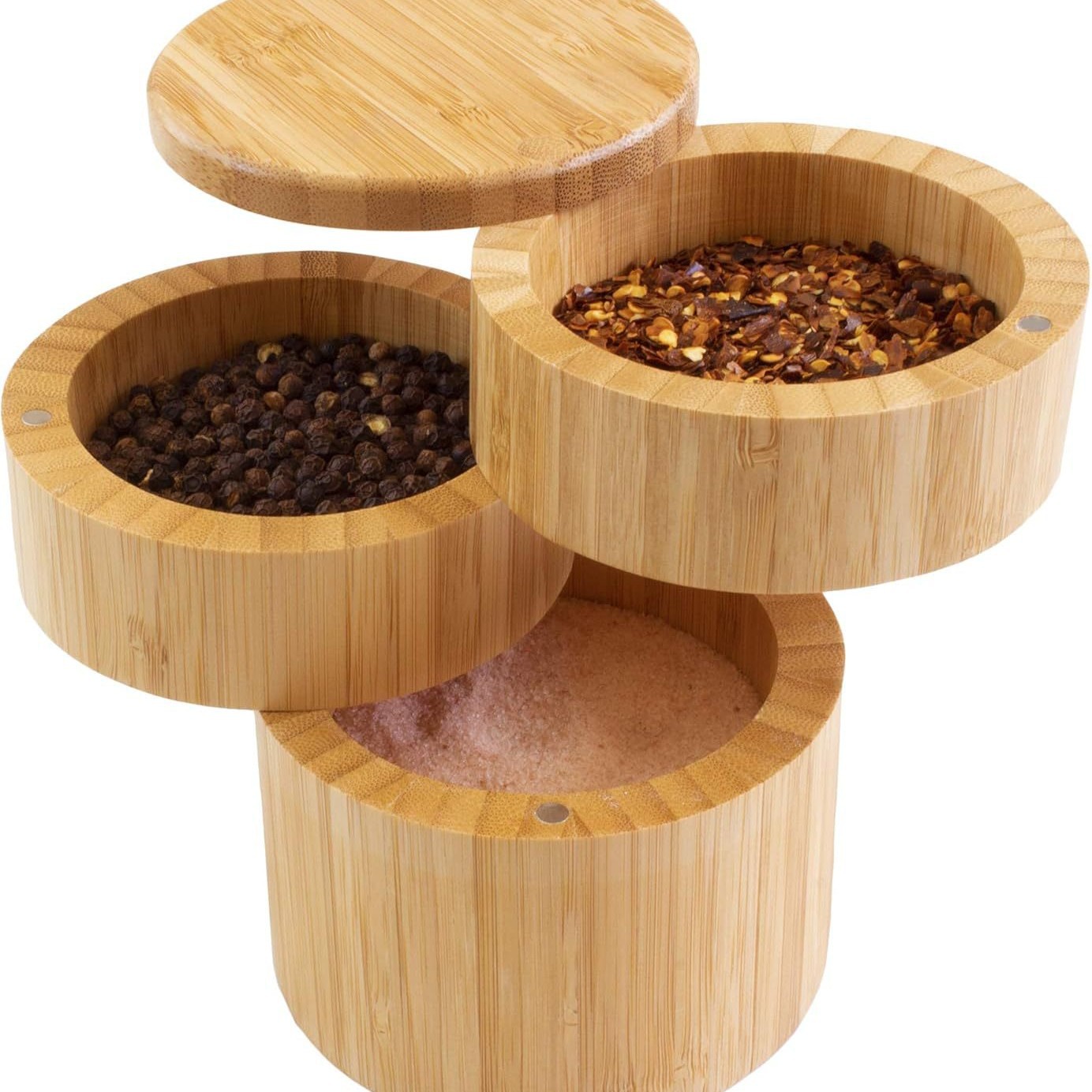 Fabricantes al por mayor de productos de bambú y madera transfronterizos de cocina doméstica acabado de almacenamiento condimento caja de sal con tapa