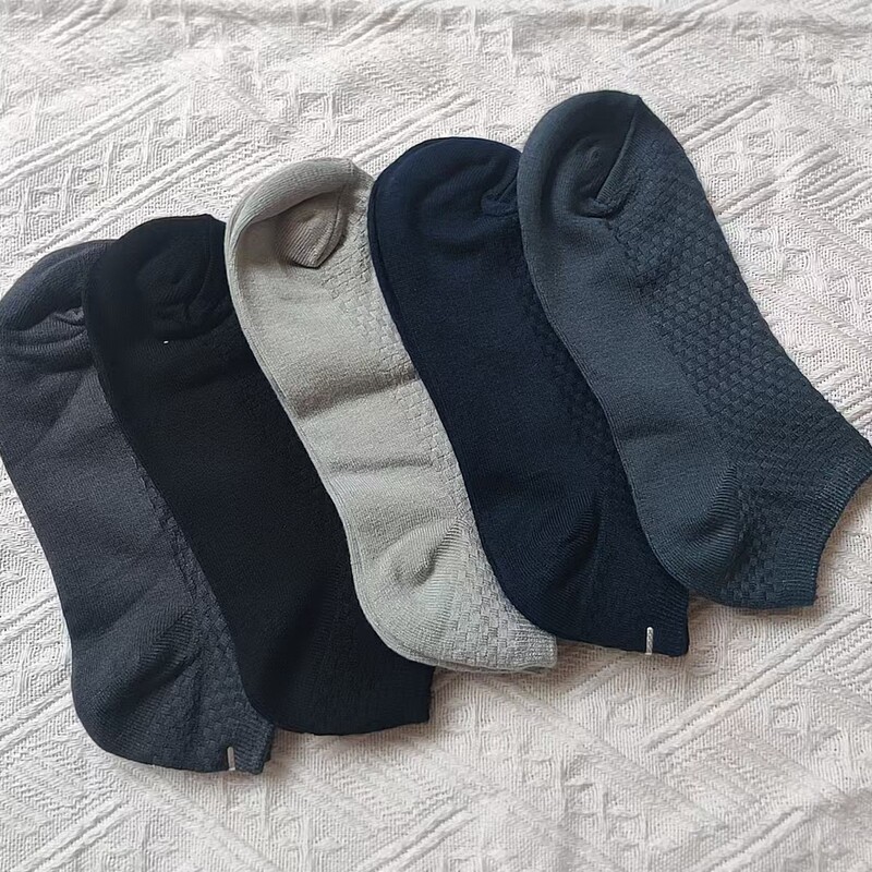 Spring Socks Bamboo Fiber Boat Socks Men's Short Tube Retro Spring and Summer Solid Color Business Men's Socks Breathable and Sweat-Absorbent