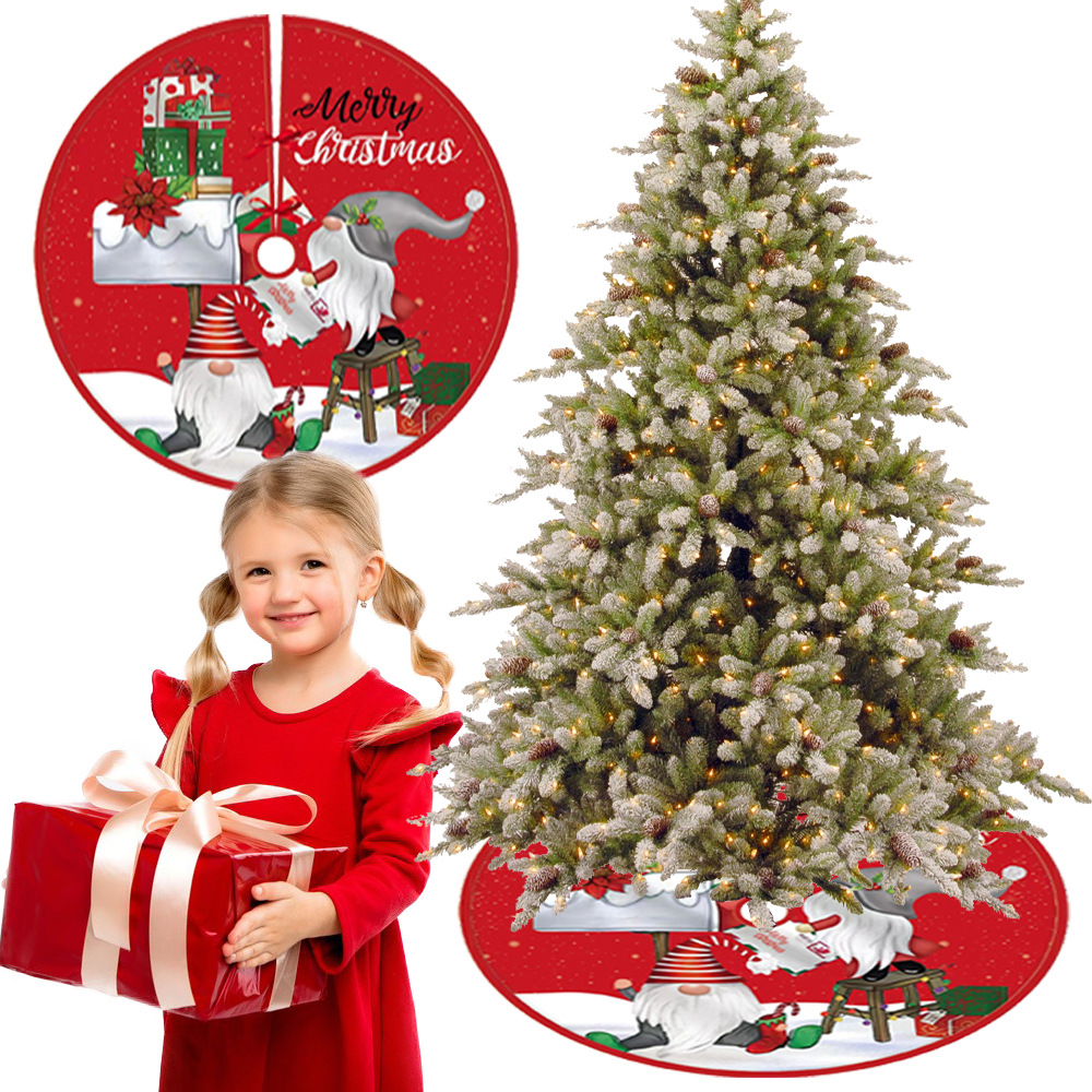 Navidad vacaciones decoraciones dibujos animados impresión patrón lindo 90cm muñeca árbol Navidad falda inferior delantal vestido arriba