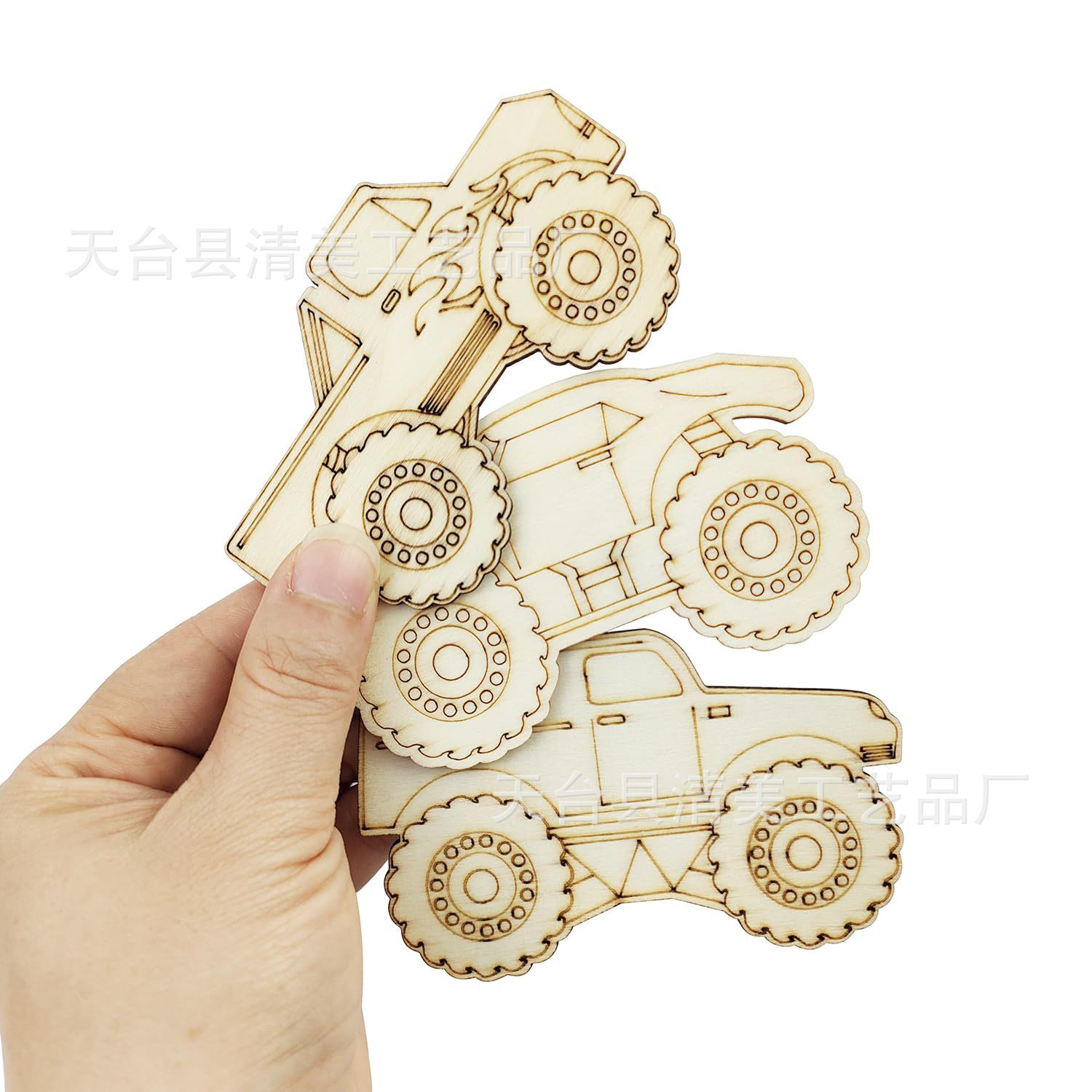 Camión monstruo de madera sin terminar hueca camión artesanal juego de fiesta vehículo de regalo pintado adornos de madera