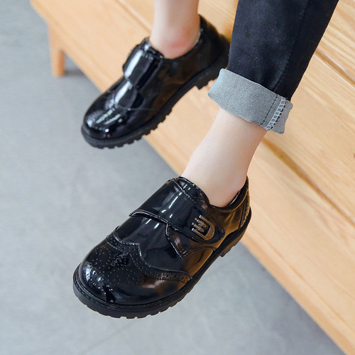 Soft-soled Velcro Men's Shoes for Boys, Student, School, British Style, Cross-border, Formal, Anti-slip Performance Shoes