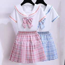 女童夏季jk制服裙两件套水手服短袖日系海军风套装小学生班服夏装