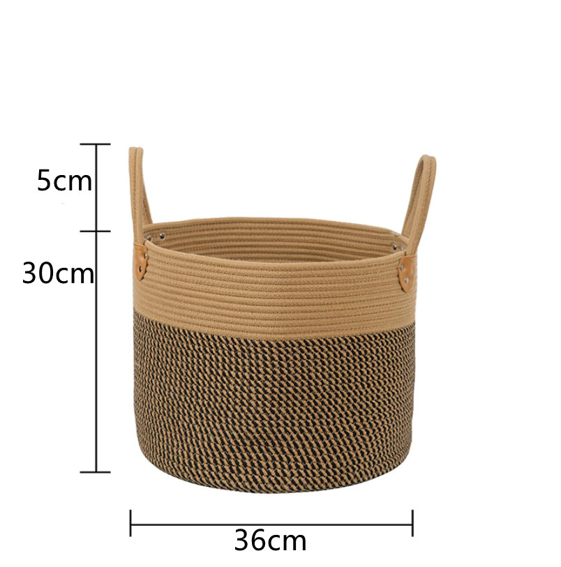 Cross-border cotton thread storage woven storage basket home multi-purpose large toy and clothing storage bin dirty clothes basket factory
