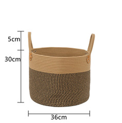 Cross-border cotton thread storage woven storage basket home multi-purpose large toy and clothing storage bin dirty clothes basket factory