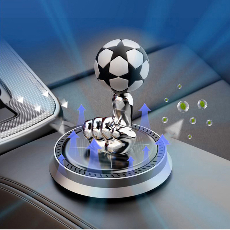 Solar Suspension Football Perfume Ornaments Car Aromatherapy Planet Rotating Metal Car Fragrance Seat Decoration Supplies