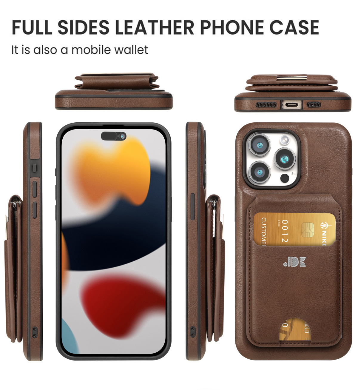 Ốp lưng điện thoại iPhone 16 Pro Max gập bảo vệ toàn diện, hỗ trợ sạc từ tính — Màu đen, Màu xanh lam, Màu đỏ, Màu nâu nhạt chi tiết 6