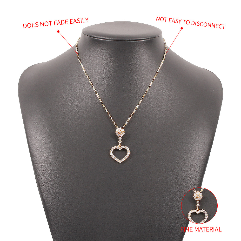 Retro geometric heart diamond necklacepicture6