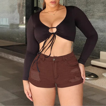 TC08460ŷ��wish�羳ebay����ѷ�����¿�Ůװʱ������ţ�ж̿�