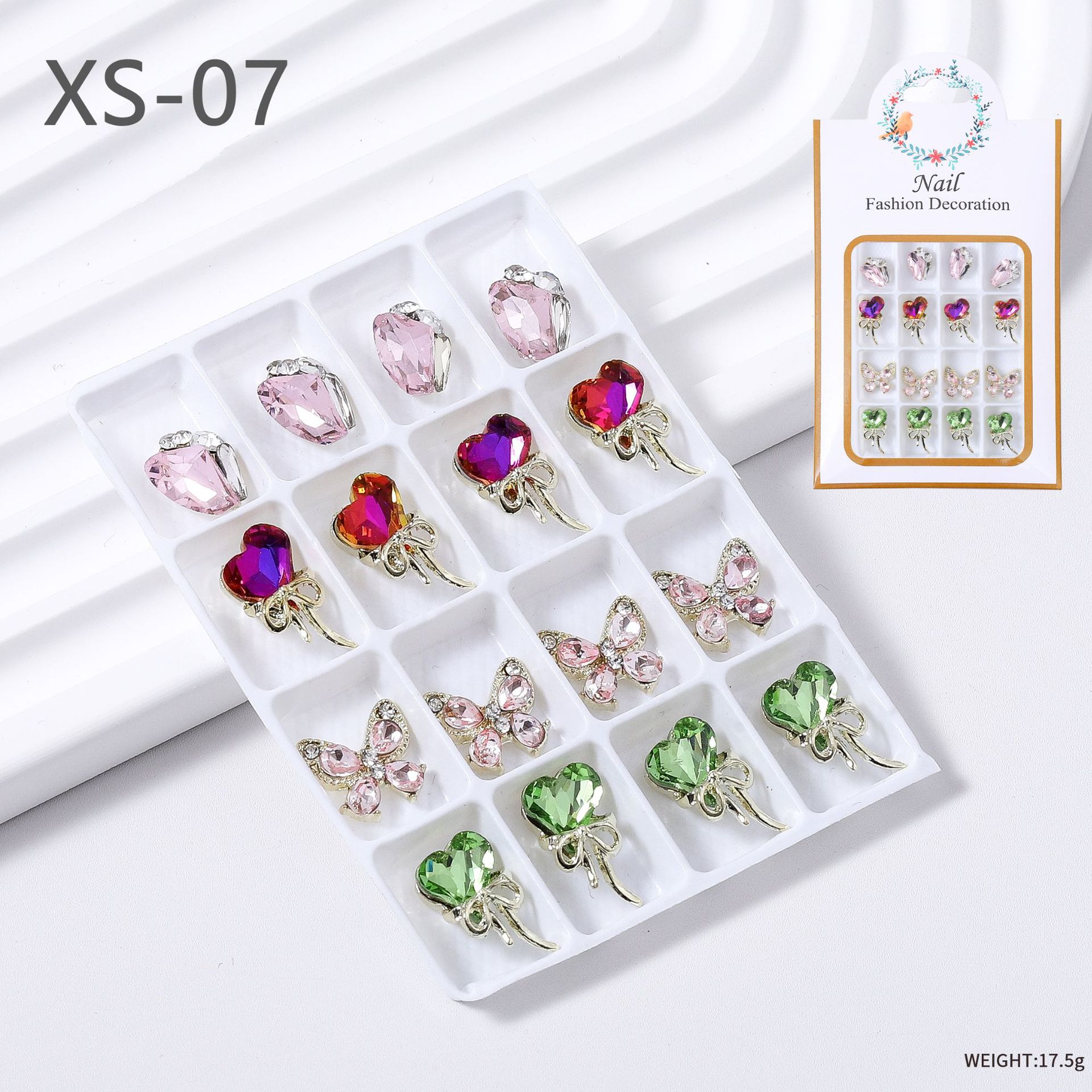 Especial transfronterizo para uñas mixtas, joyería de aleación, arco de cristal, pila de diamantes, accesorios de decoración de uñas tridimensionales al por mayor