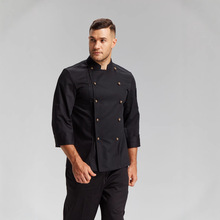 厨师服秋冬长袖酒店餐厅食堂厨房高级厨师工作服餐饮饭店印花刺绣